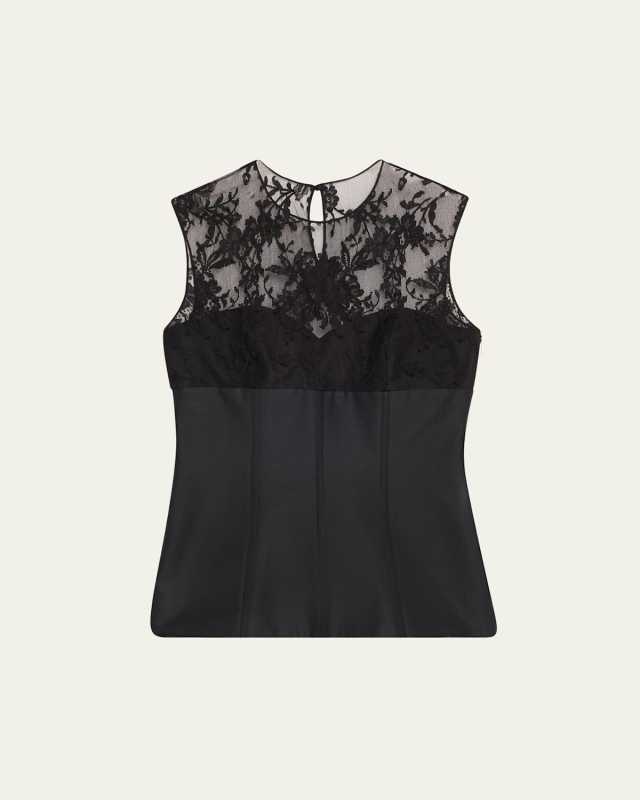 Lace-Detail Peplum Corset Top